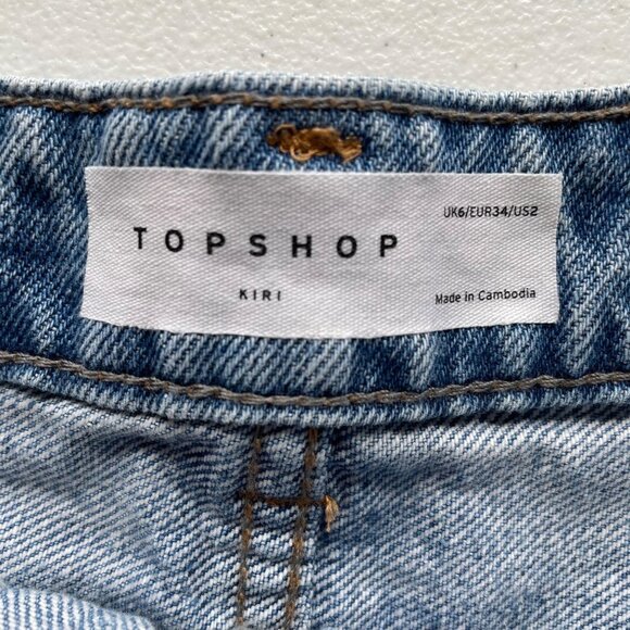 Topshop Kiri Cutoff Jean Shorts Size 2 Denim High Rise Cut‎ Off - Picture 5 of 6